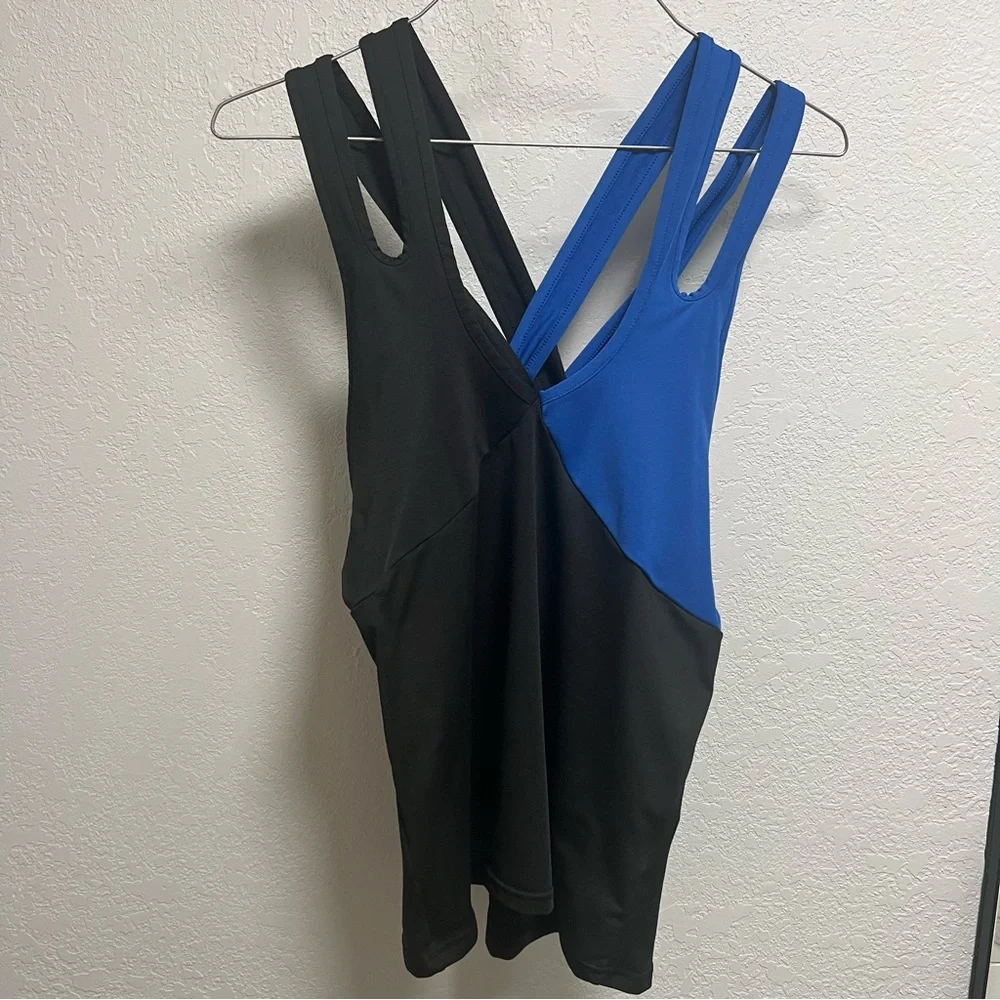 Amazon Black and Blue Crisscross Tank Top